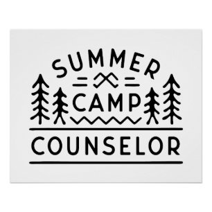 Póster Conselheiro de acampamento de verão estético retrô
