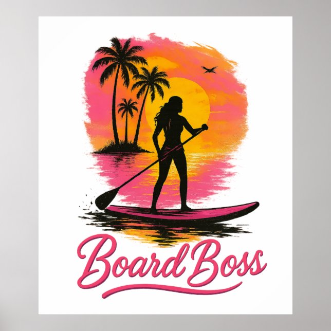 Poster Conselho Chefe SUP Girl Retro Sunset (Frente)