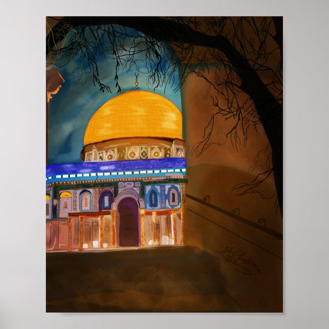 Poster Conselho de Arte da mesquita Jerusalém Al-Aqsa (Frente)