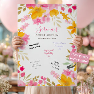Poster Conselho de assinatura do Sweet 16, cor-de-rosa-am