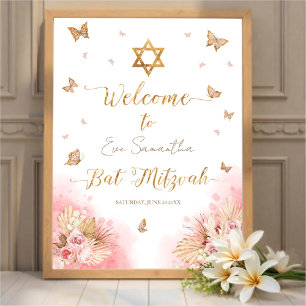 Poster Conselho de Espuma com Sinal de Bote Rosa Mitzvah