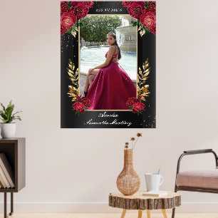 Poster Conselho de Espuma com Sinal de Quinceañera Preto