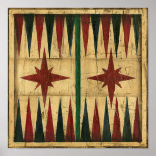 Póster Conselho de Jogo Antiquado do Backgammon por Ethan