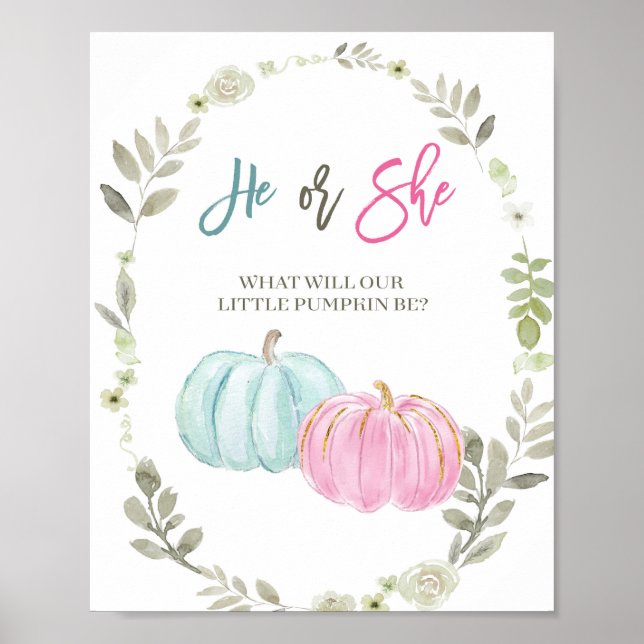 Poster Conselho de votação de abóbora rosa e azul (Frente)