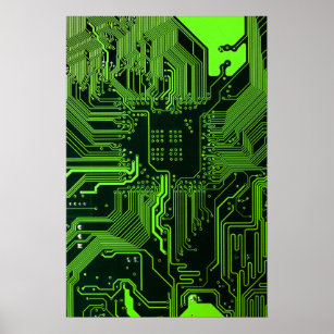 Poster Conselho do circuito do computador legal verde