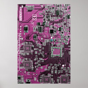 Póster Conselho do circuito do Geek do computador - Roxo