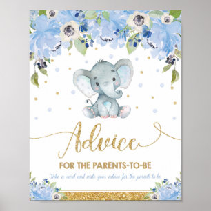 Poster Conselho do menino do chá de fraldas do elefante