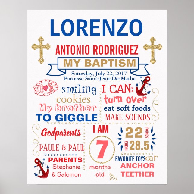 Poster Conselho Nutical de Christening Baptism (Frente)