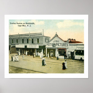 Poster Conselho Walk, Cabo May, Cartão postal Vintage de 