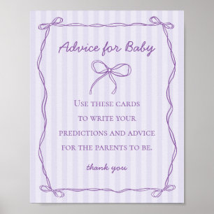 Poster Conselhos de Arco Coquette Roxo para Jogo de Chá d