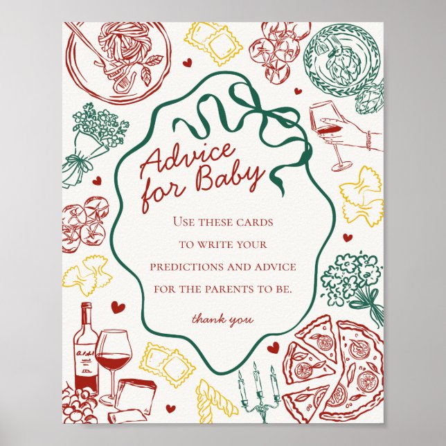 Poster Conselhos de Massa Italiana para o Bebê (Frente)