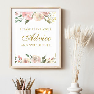 Poster Conselhos Dourados de Casamento Floral Elegante Bl