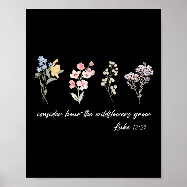 Poster Considere Como As Flores Silvestres Crescem Jesus  (Frente)