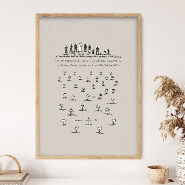 Poster Considerem os lírios, Mateus 6:28, BibleSketches, (Criador carregado)