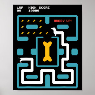 Poster Console de Jogos Retro Video Game Cachorro Arcade