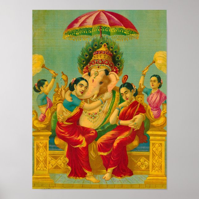 Poster Consorts of Ganesha by Raja Ravi Varma (Frente)