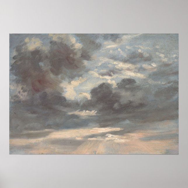 Poster Constable - Estudo de Nuvens Pôr do Sol Tempestuos (Frente)