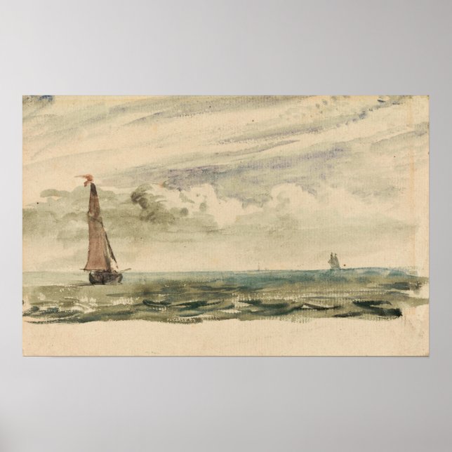 Poster Constable - Uma Paisagem Marítima Com Dois Barcos  (Frente)