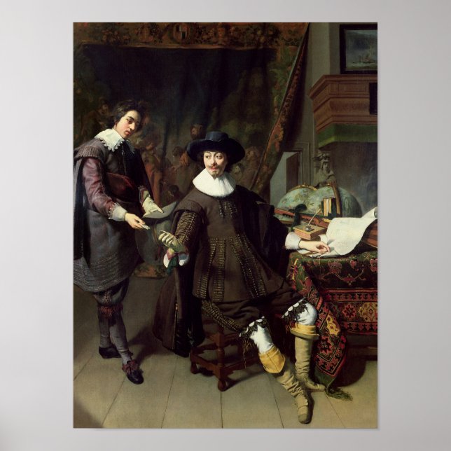 Póster Constantijn Huygens e o seu funcionário, 1627 (Frente)