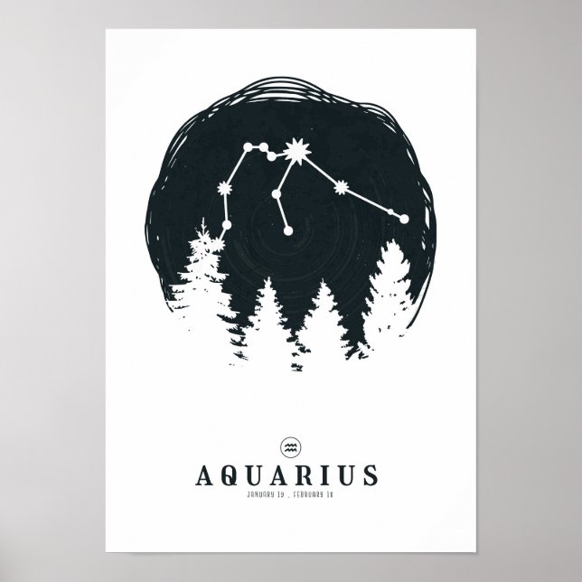 Poster Constelação Aquarius Zodiac (Frente)