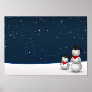 Póster Constelação bonito dos bonecos de neve