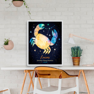 Poster Constelação de Câncer Zodíaco Galáxia de Estrelas 