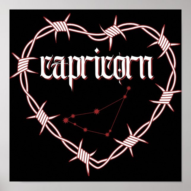 Poster Constelação de Capricórnio Arte Celestial Gótica E (Frente)