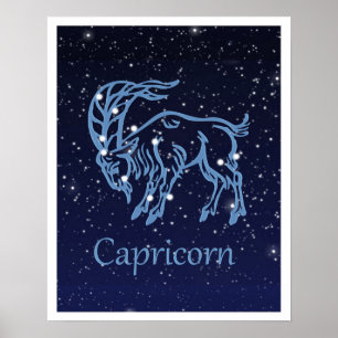 Póster Constelação de Capricórnio e Signo do Zodíaco com
