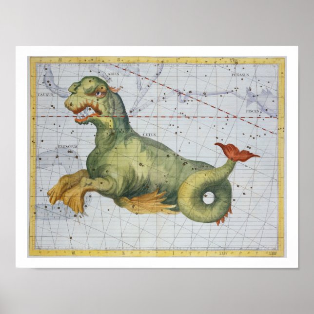 Póster Constelação de Cetus the Whale, de Atlas Coel (Frente)