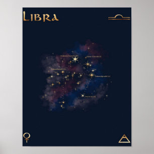 Poster Constelação de Libra - Presente Único de Lover de