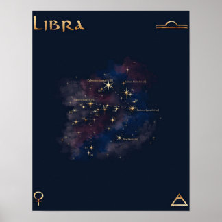 Poster Constelação de Libra - Presente Único de Lover de 
