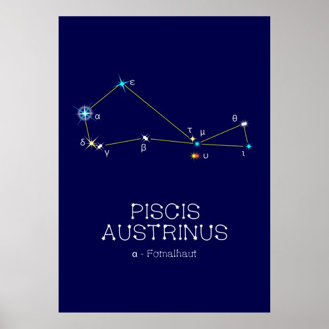 Poster Constelação do hemisfério sul Piscis Austrinus (Frente)