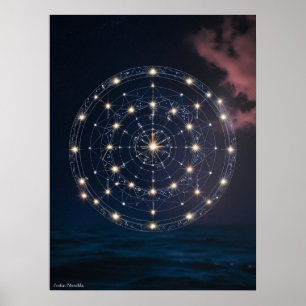 Poster Constelação Stellar Zodiac Mandala - Parede Estela