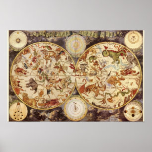 Poster Constelações, Astronomia Vintage, Frederik de Wit
