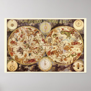Poster Constelações, Astronomia Vintage, Frederik de Wit