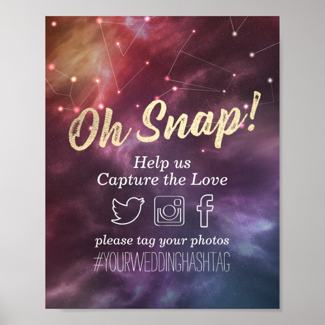 Poster Constelações da Nebula Galáxia do Snap-Hashtag Cas (Frente)
