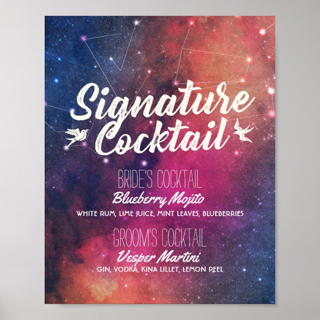Poster Constelações de Galáxias de Menu de Bebida de Assi (Frente)