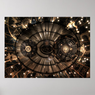 Póster Constelações mecânicas do zodíaco de Steampunk