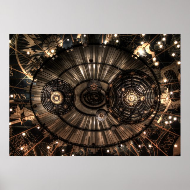 Póster Constelações Mecânicas Steampunk Zodiac (Frente)
