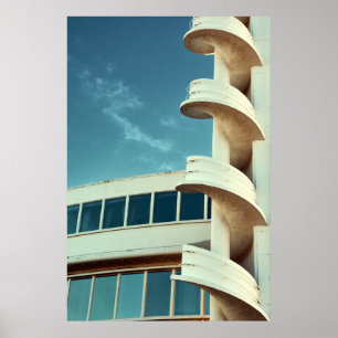 Poster Construção Art Deco com escadas em espiral