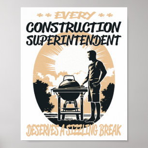 Poster Construção Chef Ou Grelha De Churrasco Funny Super