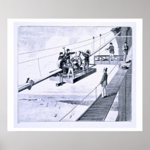 Poster Construção da ponte de Brooklyn, New York (litho