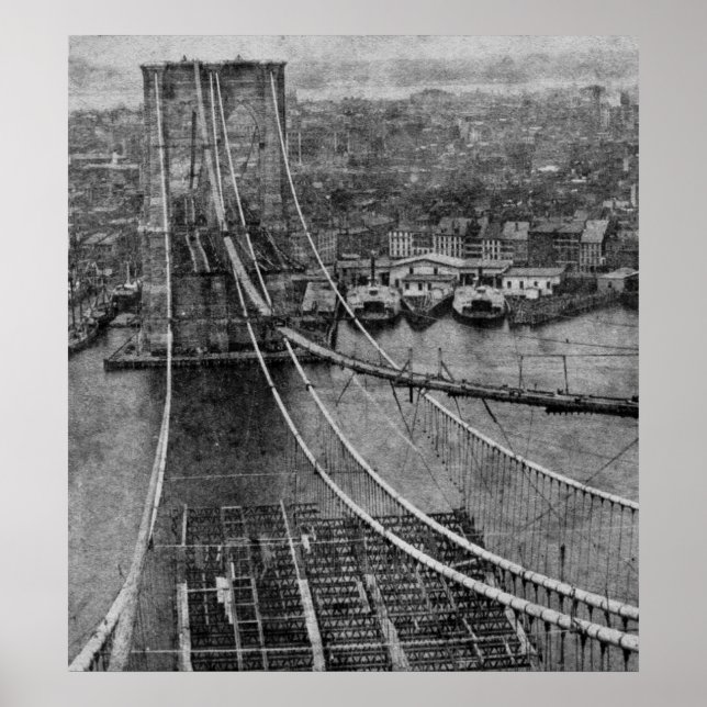 Póster Construção da Ponte Nova Iorque Brooklyn (Frente)
