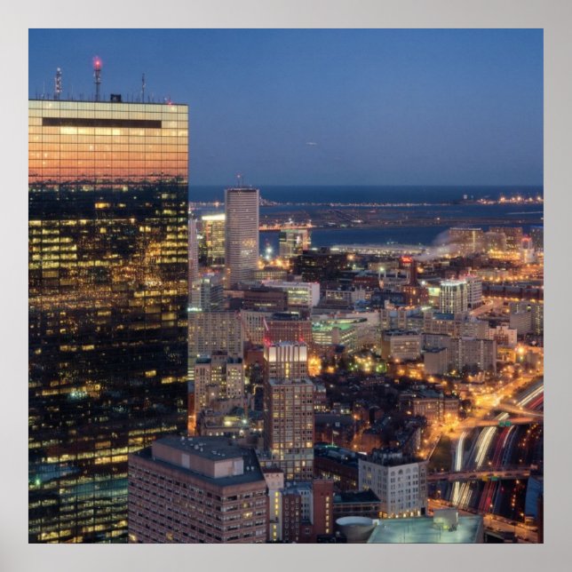 Poster Construção de Boston com trilhas leves na estrada (Frente)