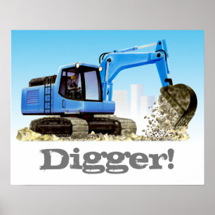 Póster Construção de Crianças Personalizadas Digger ou Ex