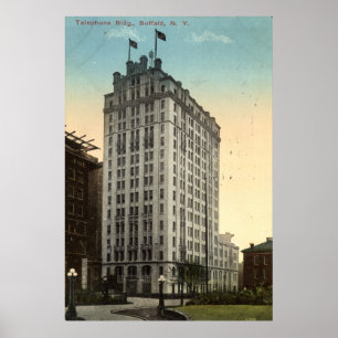 Póster Construção do telefone, vintage 1915 do búfalo