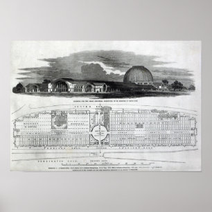 Póster Construção para a grande exposição industrial