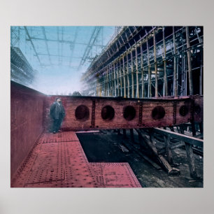 Póster Construção titânica do RMS em Belfast Ireland
