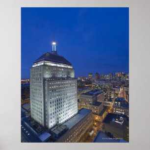 Poster Construção velha de John Hancock com a Boston no