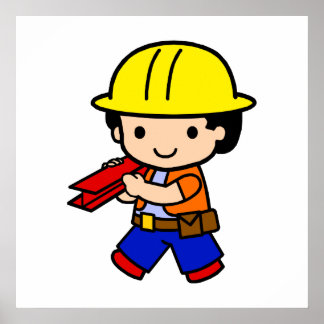 Póster Construction Boy